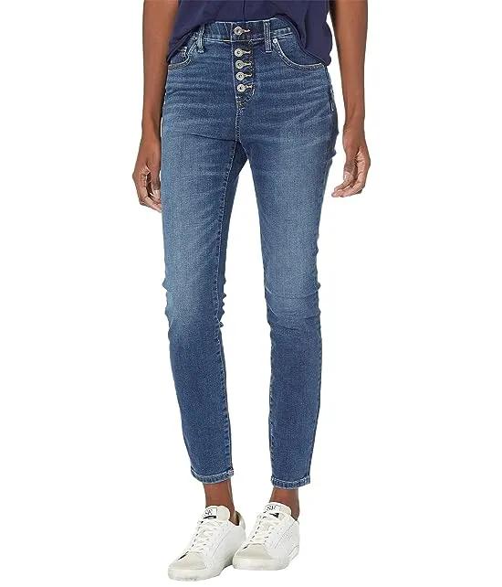 Valentina Skinny Pull-On Jeans with Faux Button Fly