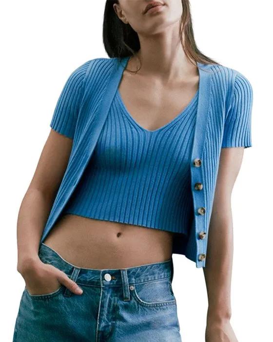 Vanessa Short Sleeve Ribbed Cardigan