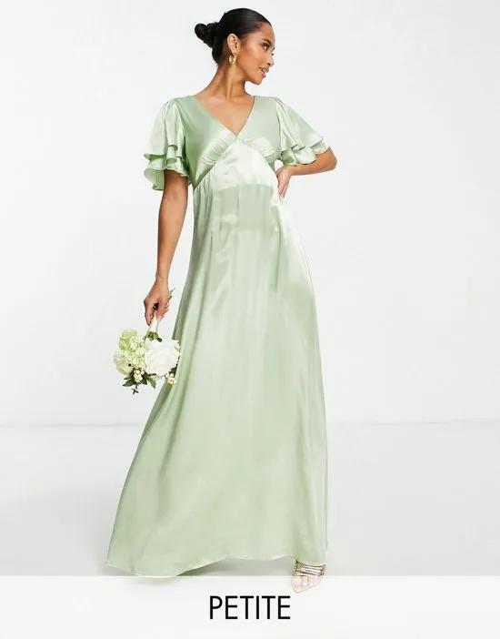 vera blend bridesmaid heart cut out back midi dress in sage - LGREEN