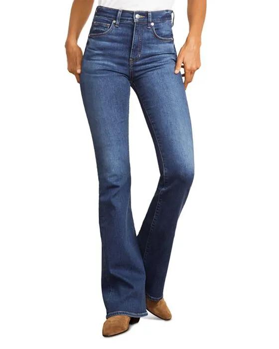 Veronica Beard Beverly High Rise Flare Jeans in Bright Blue