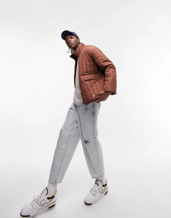 vertical puffer jacket in brown