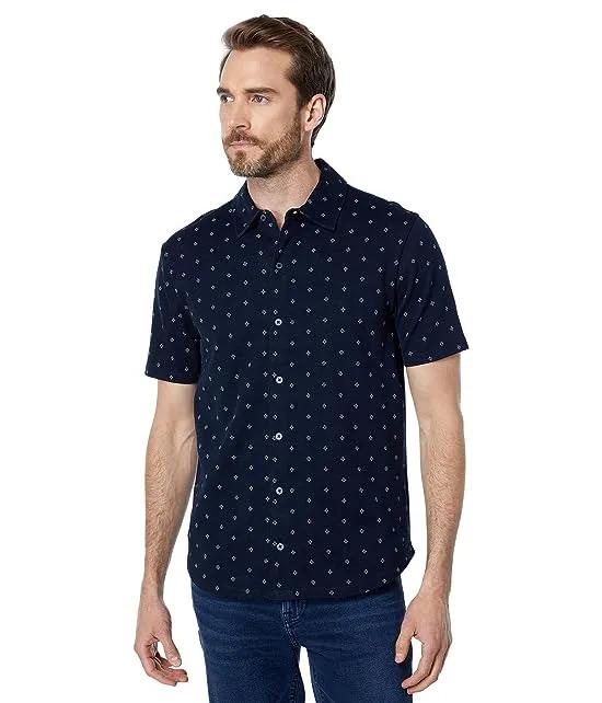 Jacquard Short Sleeve Button-Down Shirt