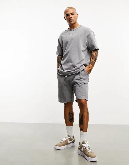 washed shorts in gray - part of a set