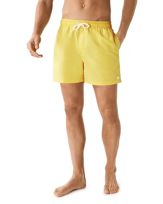 Wave Plain Drawstring Swim Shorts