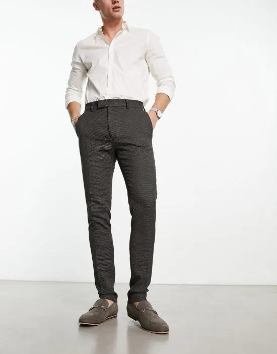 wedding smart skinny pants with micro texture in light gray
