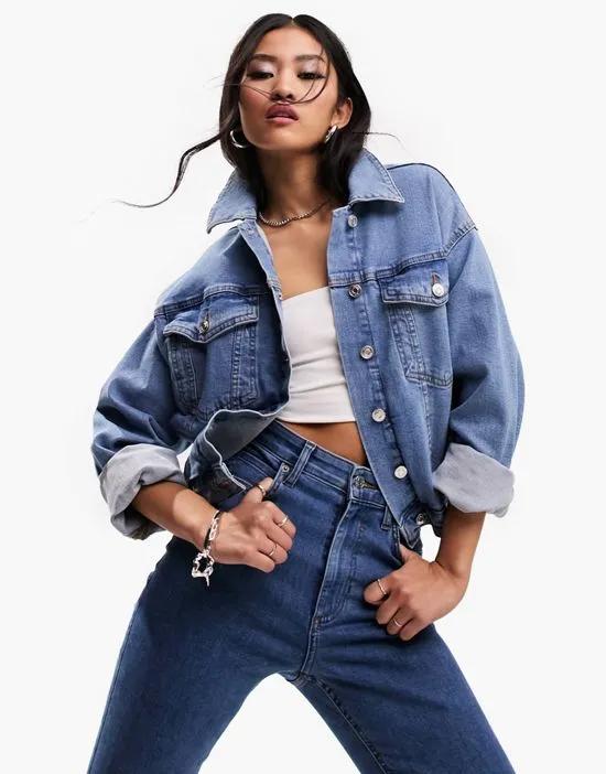 western denim jacket in midwash blue