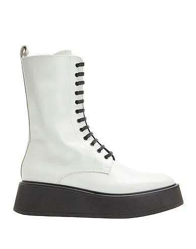 White Ankle boot POLISHED LEATHER PLATFORM COMBAT BOOT
