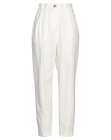 White Cotton twill Casual pants
