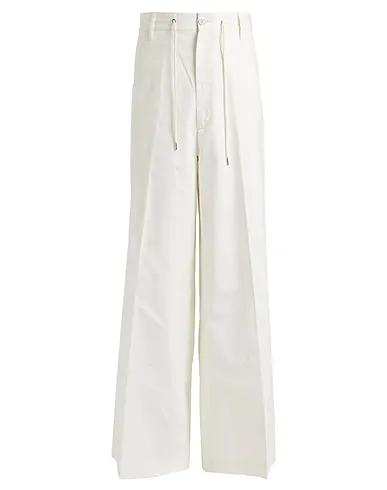 White Cotton twill Casual pants