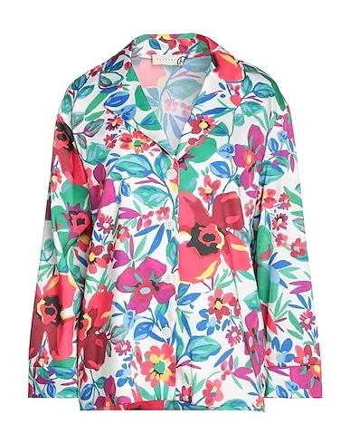 White Cotton twill Floral shirts & blouses
