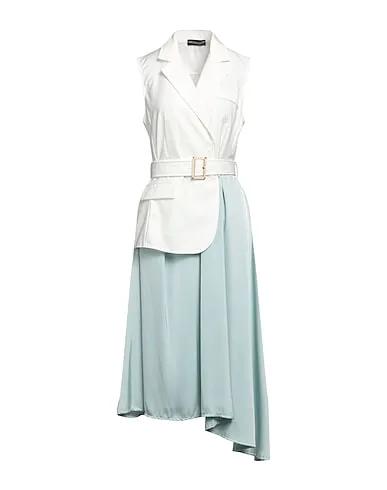 White Cotton twill Midi dress