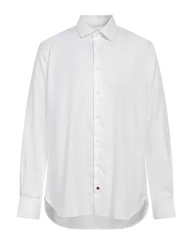 White Cotton twill Solid color shirt