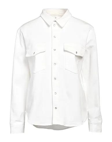 White Gabardine Solid color shirts & blouses