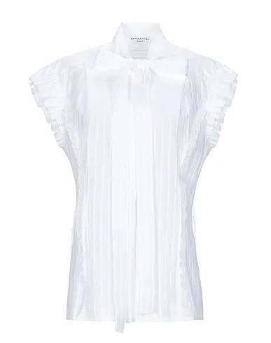White Jacquard Shirts & blouses with bow