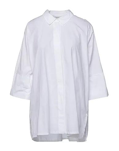 White Knitted Solid color shirts & blouses