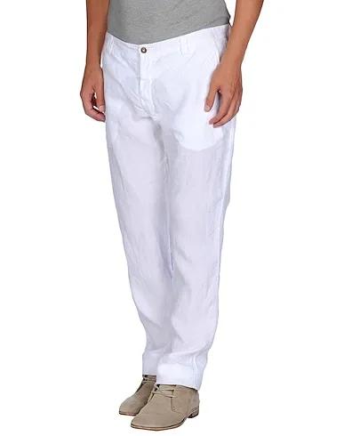 White Plain weave Casual pants