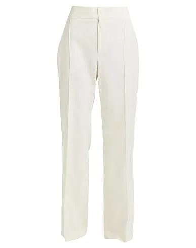 White Plain weave Casual pants
