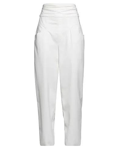 White Plain weave Casual pants