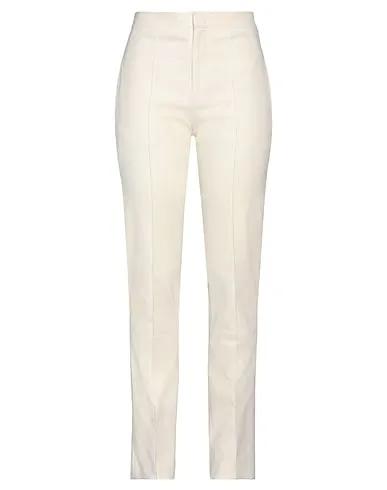 White Plain weave Casual pants