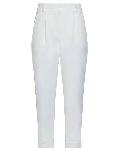 White Plain weave Casual pants