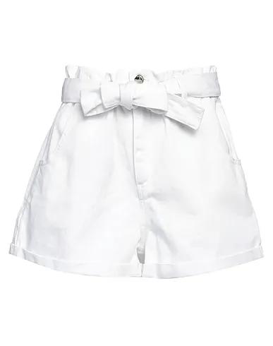 White Plain weave Denim shorts