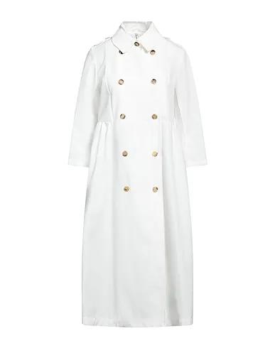 White Plain weave Double breasted pea coat
