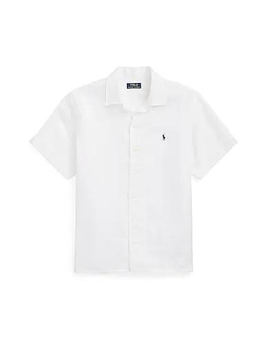 White Plain weave Linen shirt CLASSIC FIT LINEN CAMP SHIRT
