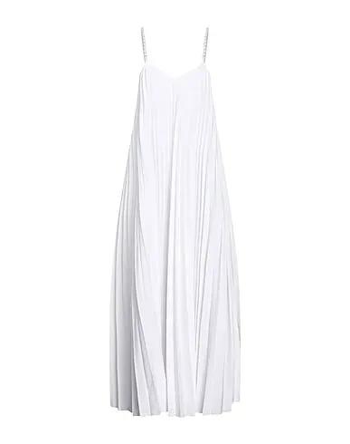 White Plain weave Long dress