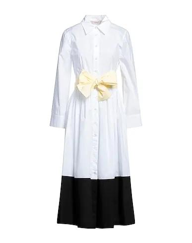 White Plain weave Midi dress