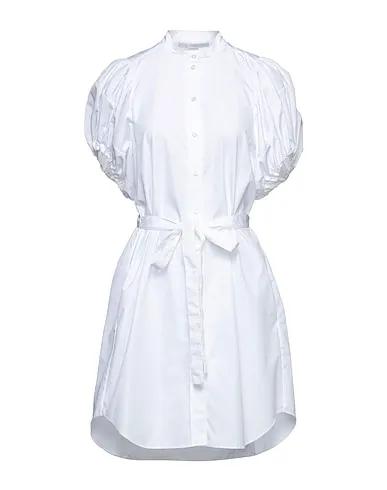 White Plain weave Shirt dress