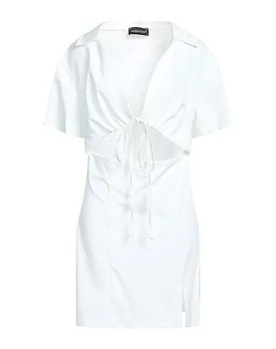 White Plain weave Short dress