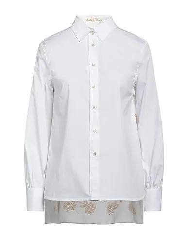 White Poplin Patterned shirts & blouses
