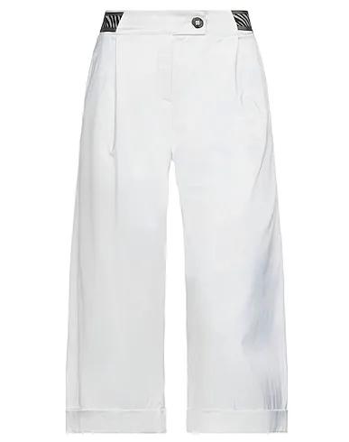 White Satin Cropped pants & culottes