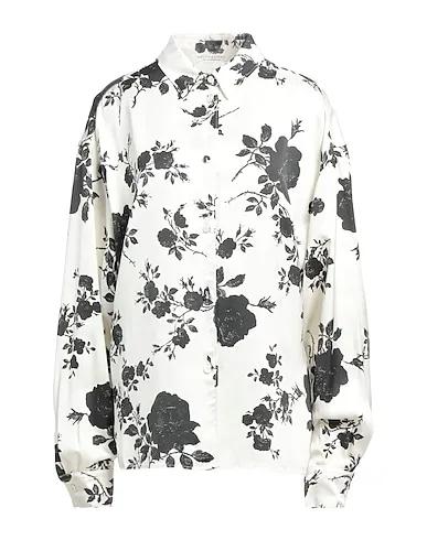 White Satin Floral shirts & blouses