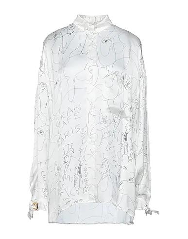 White Satin Patterned shirts & blouses