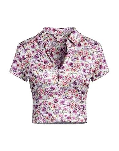 White Synthetic fabric Floral shirts & blouses