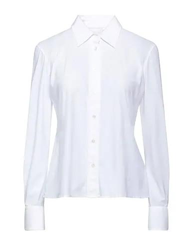 White Synthetic fabric Solid color shirts & blouses