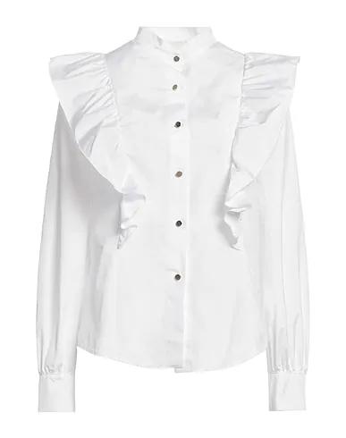 White Taffeta Solid color shirts & blouses