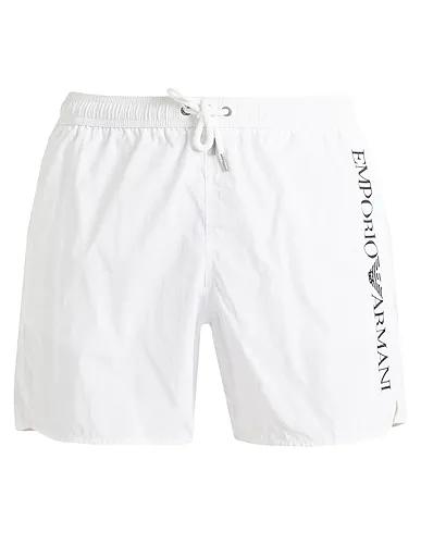 White Techno fabric Swim shorts BOXER EMBROIDERY LOGO
