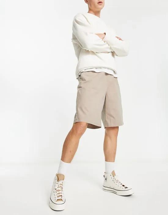 wide chino shorts in walnut