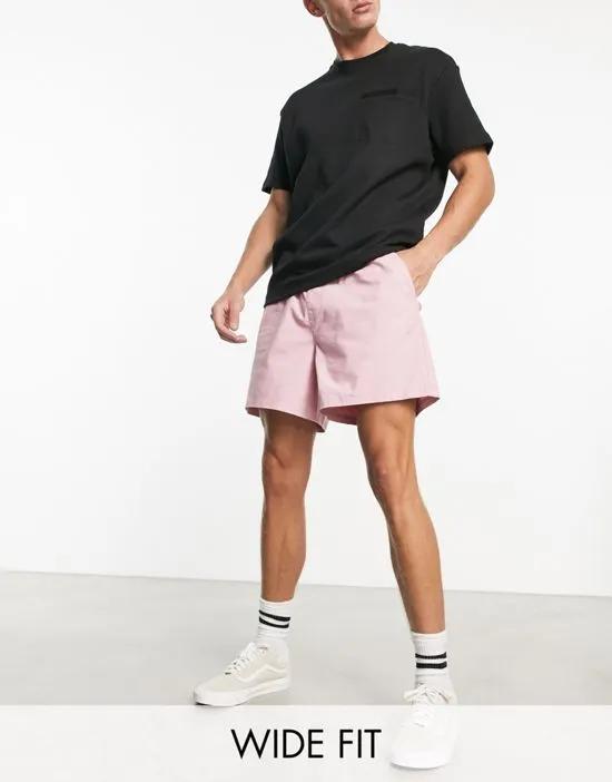 wide fit chino shorts in pink