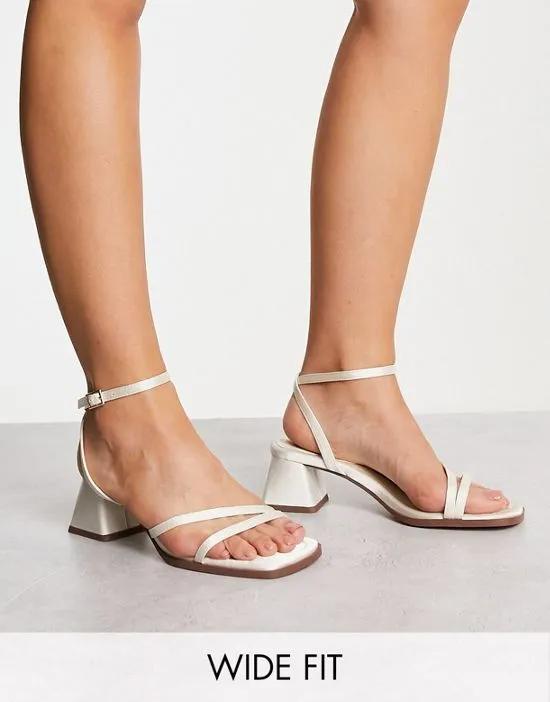 Wide Fit Hastings mid block heeled sandals in ivory