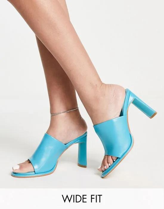 Wide fit Rianna unlined round toe mule in teal