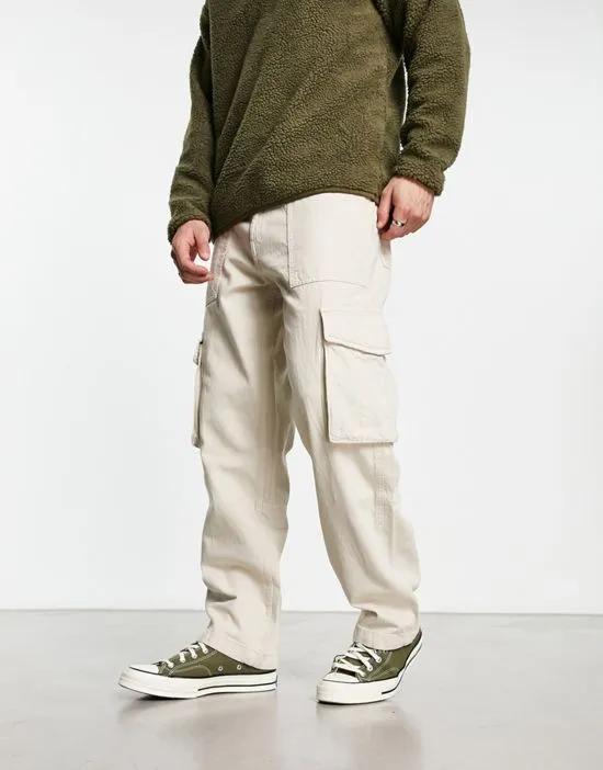 wide leg cargo pants in ecru
