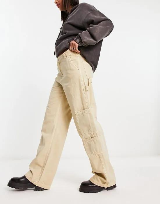 wide leg carpenter cargo pants in sand