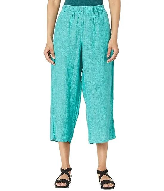 Wide Leg Cropped Pants in Washed Organic Linen Delave