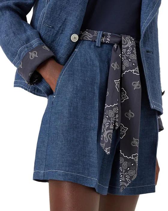 Wide Leg Denim Shorts