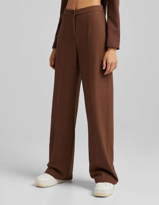 wide leg slouchy dad tailored pants in brown