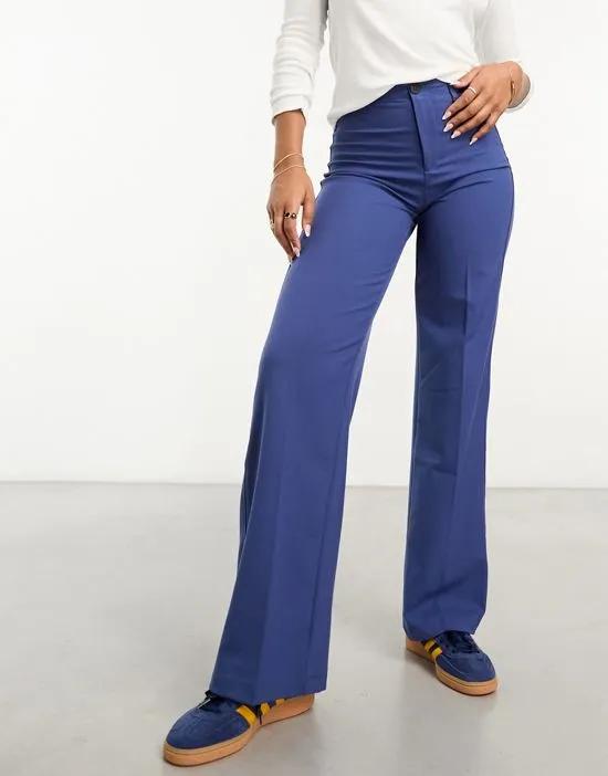 wide leg tailored pants in dusty blue