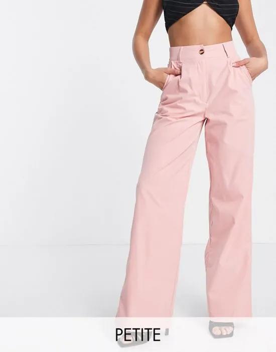 wide leg tailored pants in pale pink